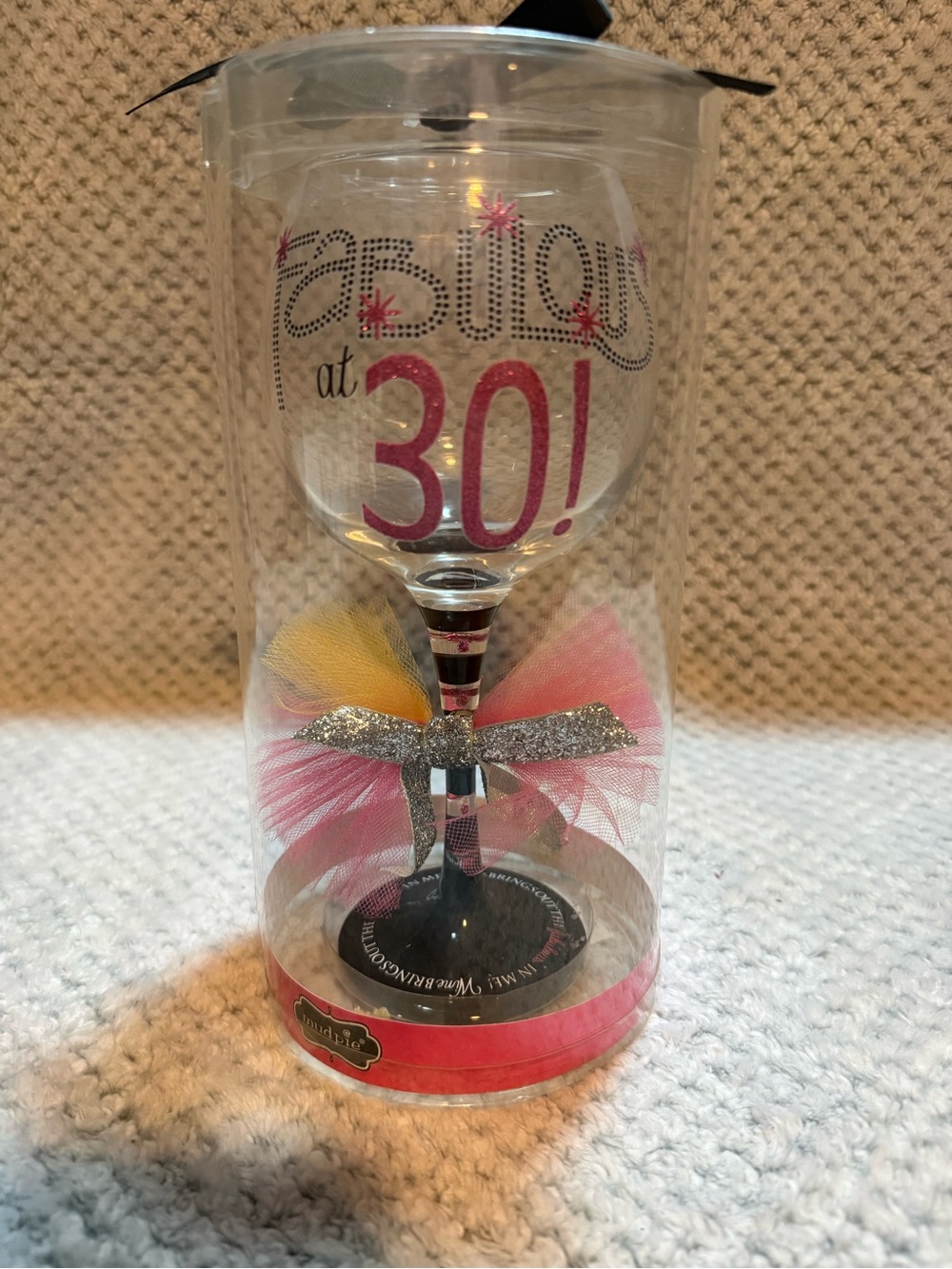 Mud Pie Pink & Silver Decorative Wine Glass